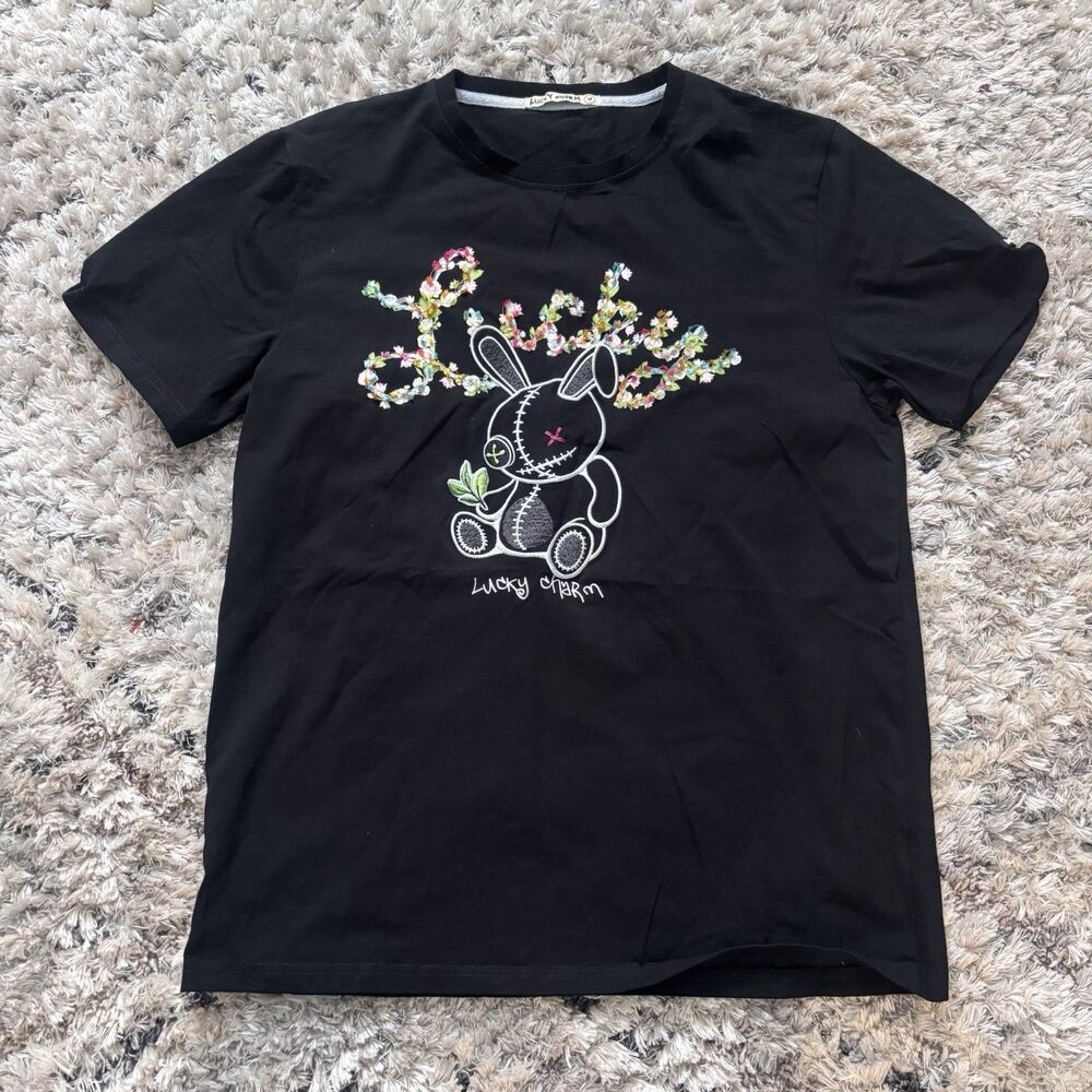 BKYS Black Keys Lucky Charm Top Men's Size L Black Embellished Tee T-shirt